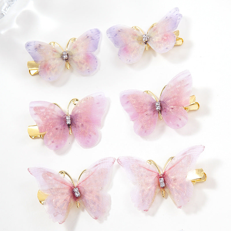 Wholesale 6-pack butterfly hairpins for girls